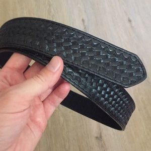 Black leather basket weave duty belt